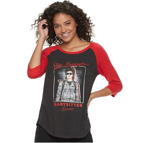 Stranger Things Tops - STRANGER THINGS women's STEVE babysitter tee shirt small‎
